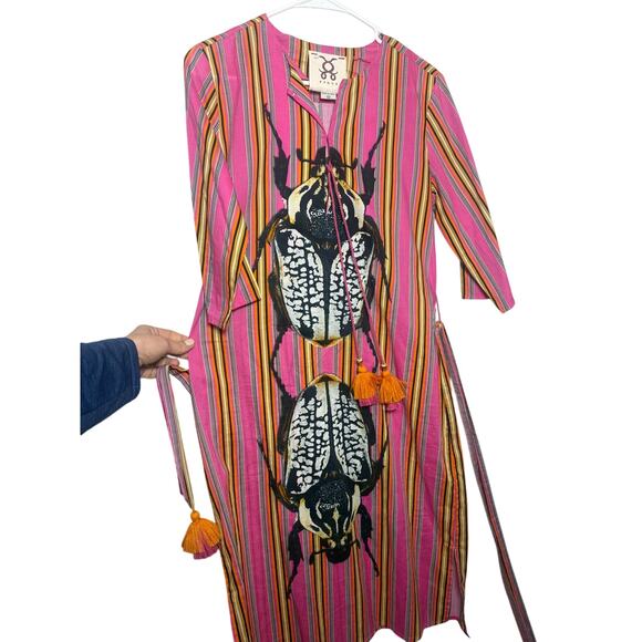 Figue Pink Scarab Mini Dress with Tie Sz. XS - Picture 2 of 10